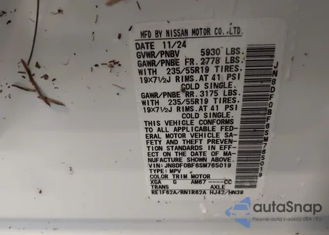 2025 Nissan Ariya Evolve+ z USA, uszkodzony, nr VIN JN8DF0BF6SM765019